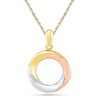 Open Circle Pendant in 10K Tri-Tone Gold