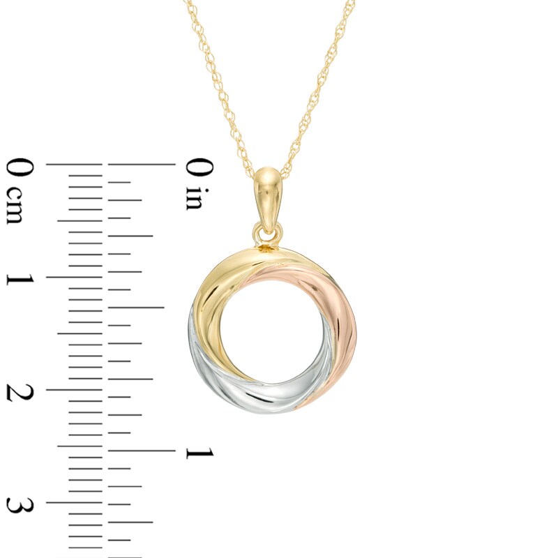 Open Circle Pendant in 10K Tri-Tone Gold