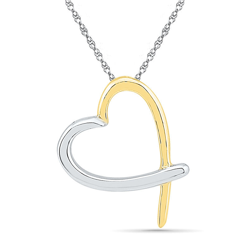 Tilted Heart Pendant in 10K Two-Tone Gold|Peoples Jewellers