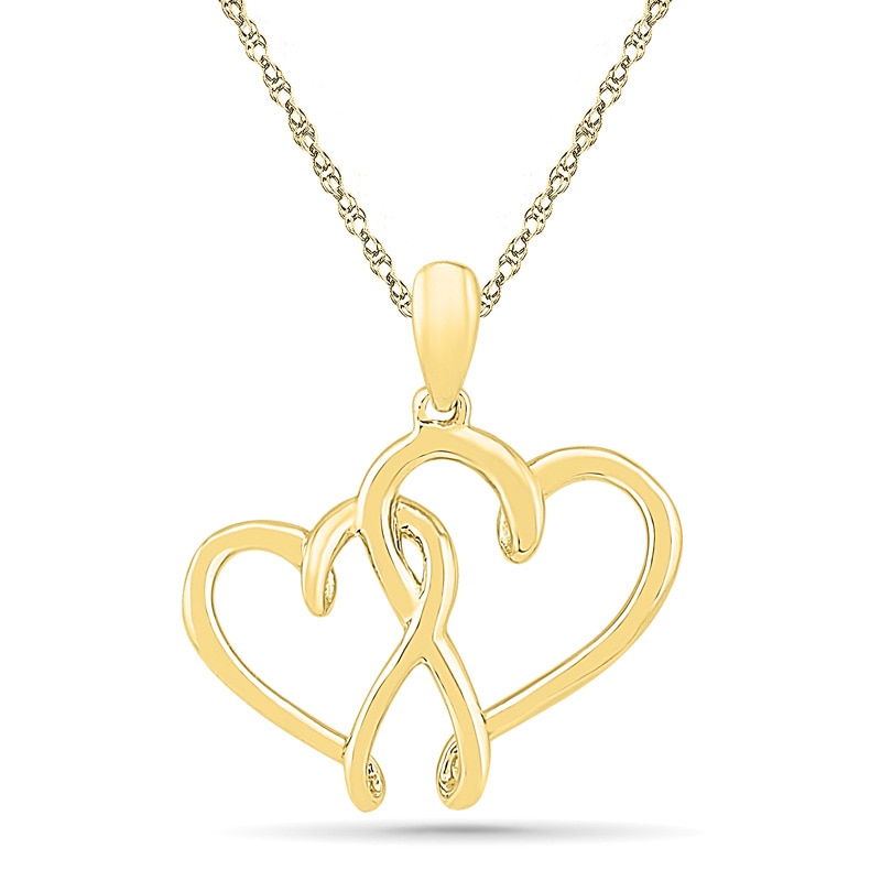 Double Heart Pendant in 10K Gold|Peoples Jewellers