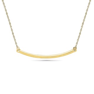 Curved Bar Necklace in 10K Gold