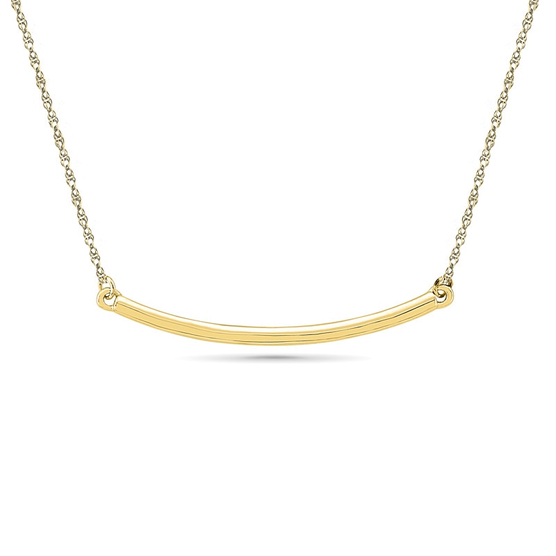 Main Image 1 of Curved Bar Necklace in 10K Gold