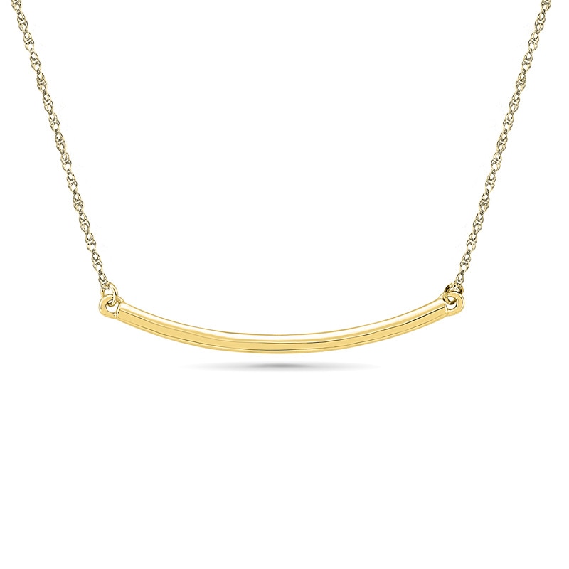 Curved Bar Necklace in 10K Gold|Peoples Jewellers