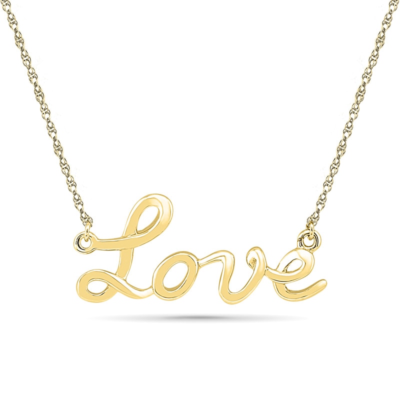 LOVE" Script Necklace in 10K Gold