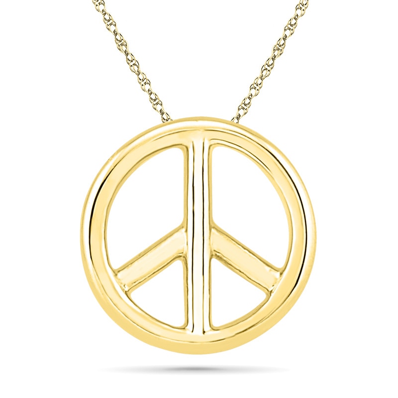 Main Image 1 of Peace Sign Necklace in 10K Gold