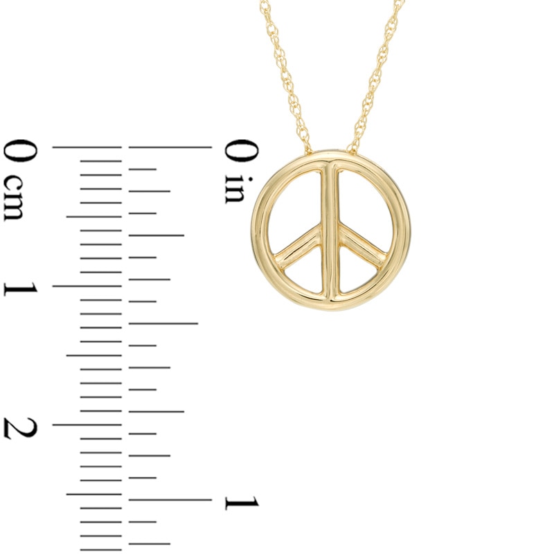 Main Image 2 of Peace Sign Necklace in 10K Gold