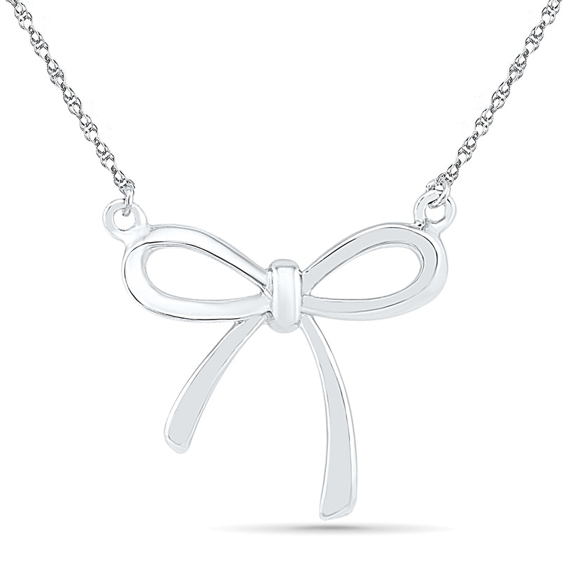 Bow Necklace in 10K White Gold|Peoples Jewellers