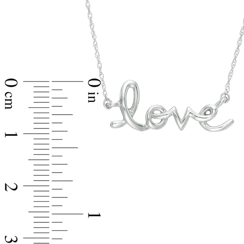 Main Image 2 of "LOVE" Script Necklace in 10K White Gold