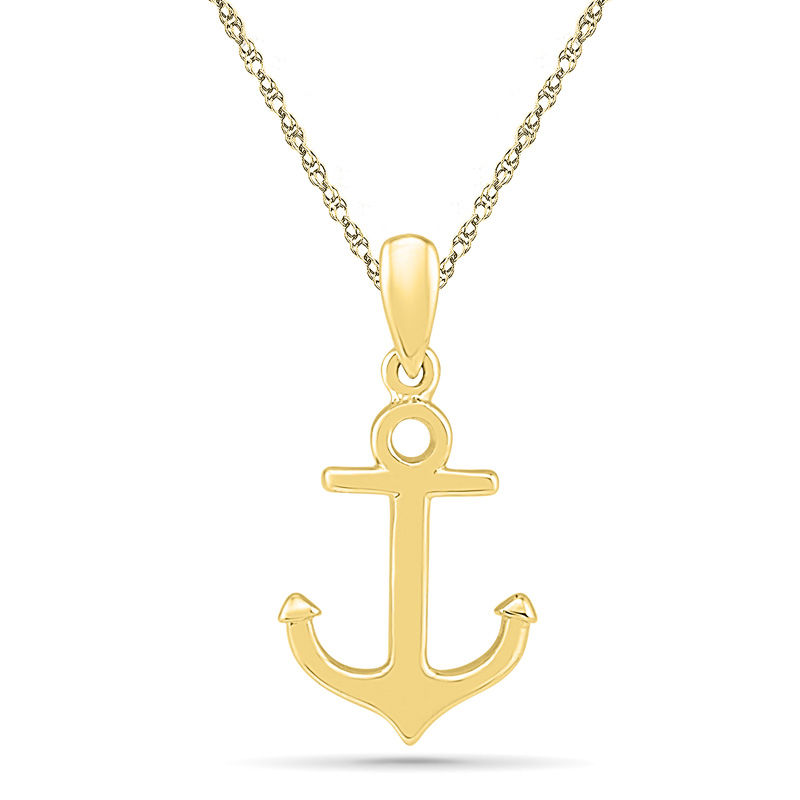 Necklaces and Pendants - Diamond Anchor Pendant Yellow Gold - PD287YG