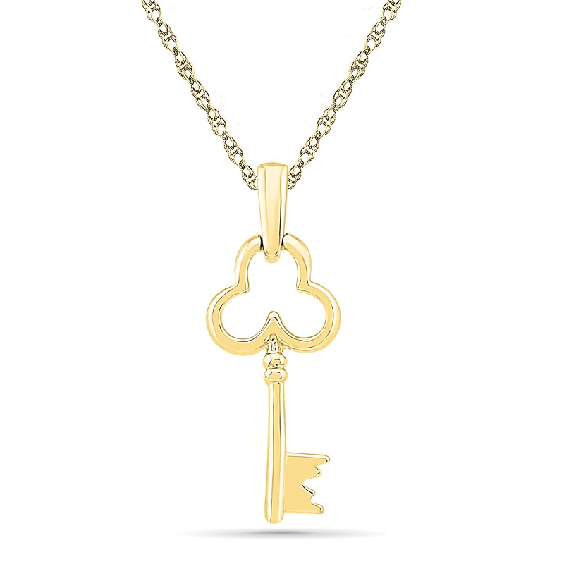 Clover Key Pendant in 10K Gold