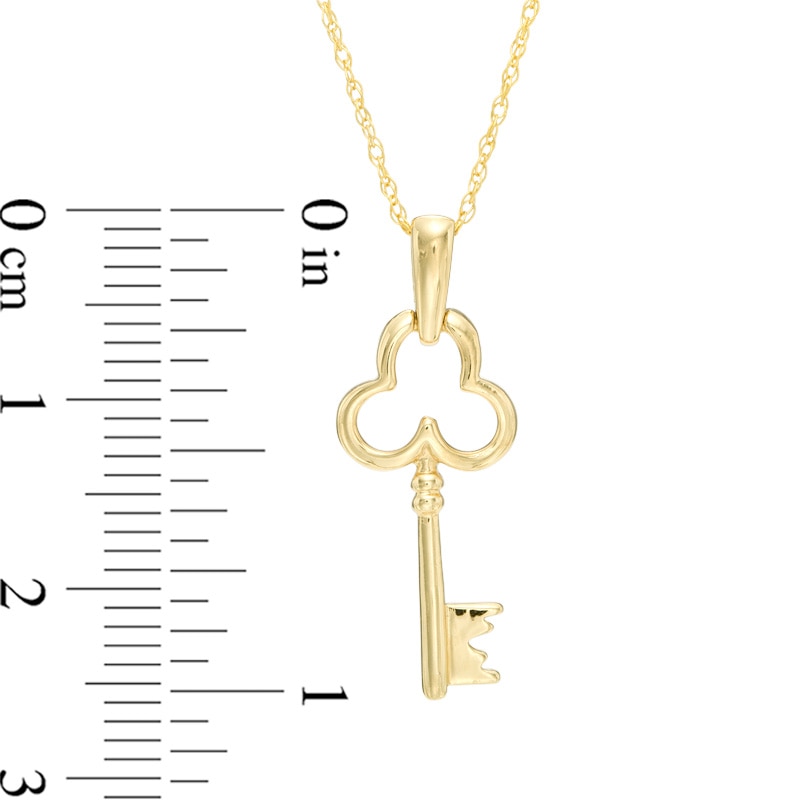Main Image 2 of Clover Key Pendant in 10K Gold