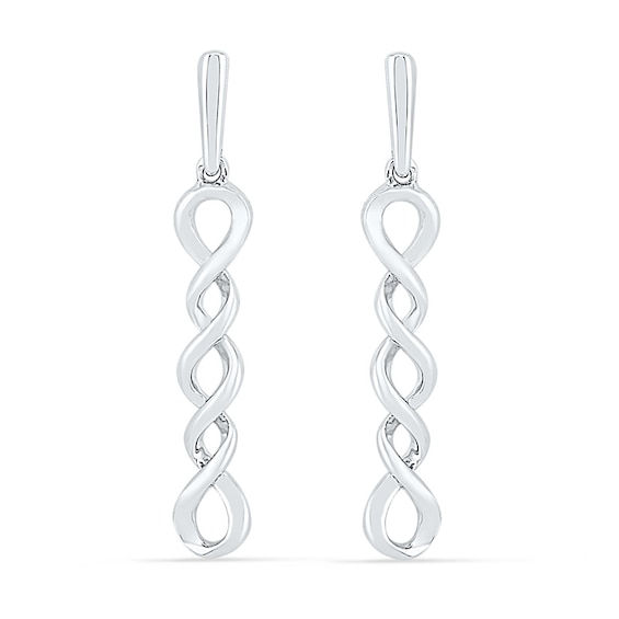 Cascading Twist Drop Earrings in 10K White Gold