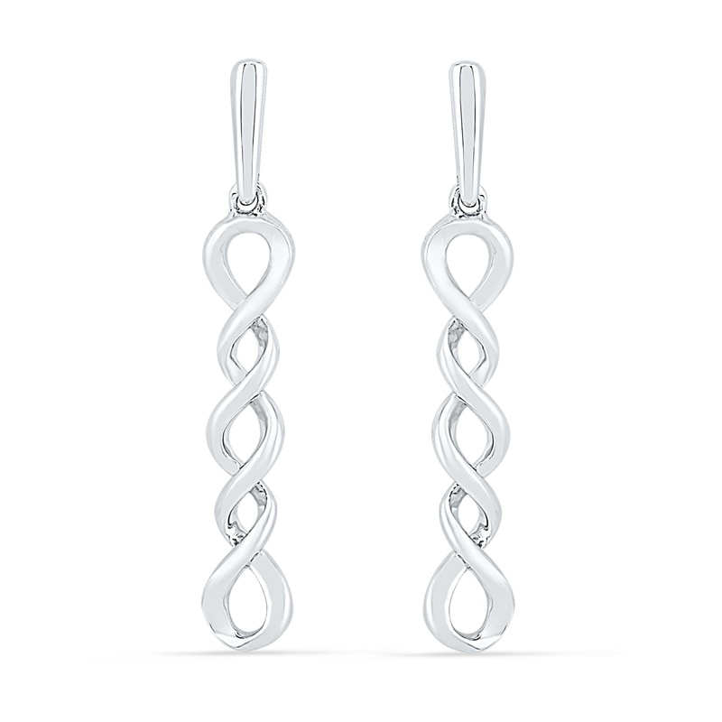 Cascading Twist Drop Earrings in 10K White Gold