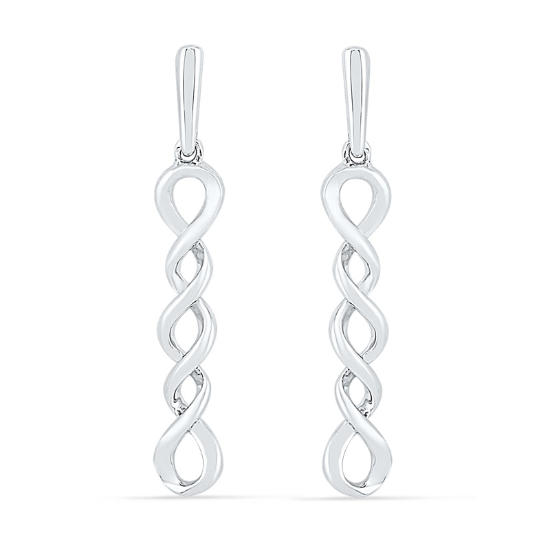 Cascading Twist Drop Earrings in 10K White Gold|Peoples Jewellers