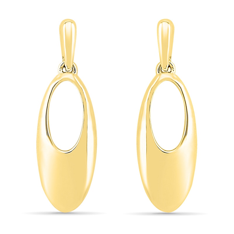 Open Oval Drop Earrings in 10K Gold