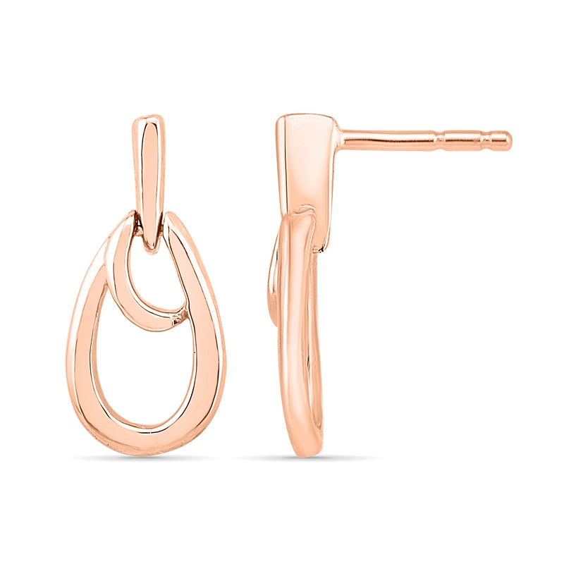 Main Image 1 of Loop Teardrop Earrings in 10K Rose Gold