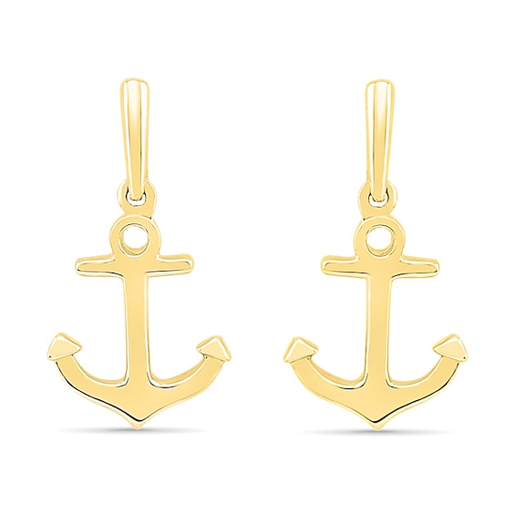 Anchor Drop Earrings in 10K Gold