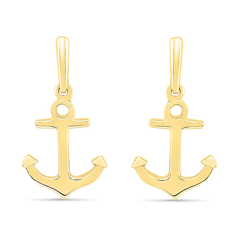 Main Image 1 of Anchor Drop Earrings in 10K Gold