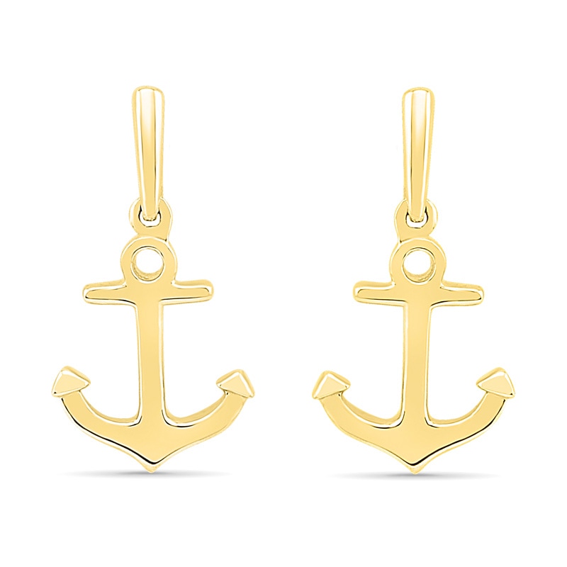 Anchor Drop Earrings in 10K Gold