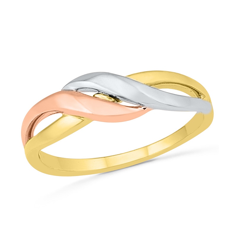 Main Image 1 of Crossover Ring in 10K Tri-Tone Gold