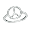 Peace Sign Ring in 10K White Gold