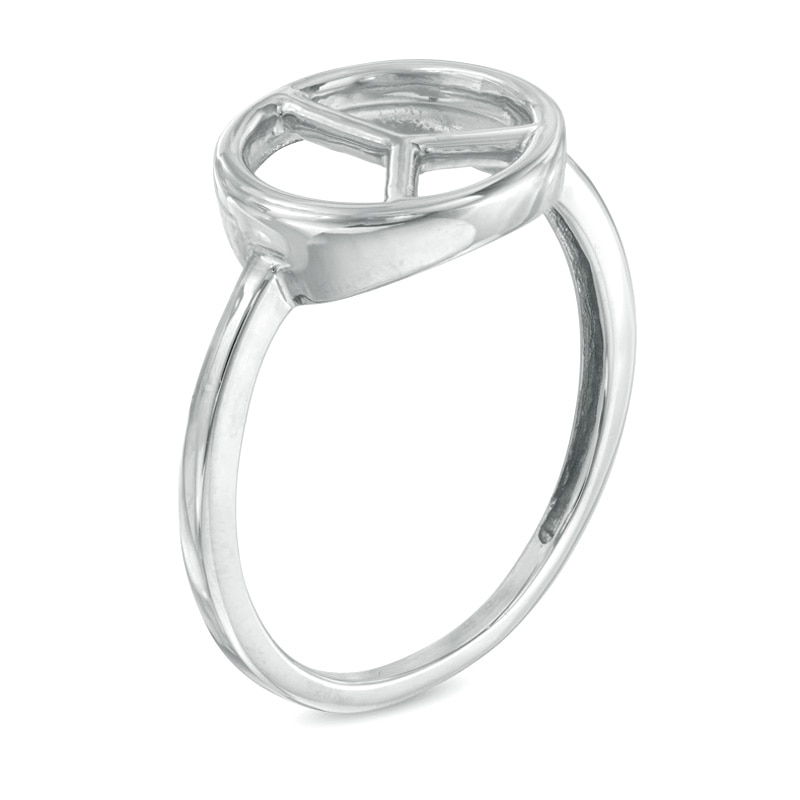 Peace Sign Ring in 10K White Gold