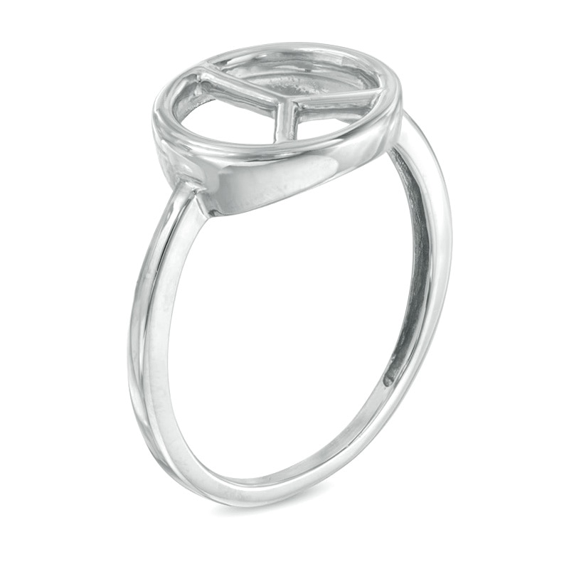 Main Image 2 of Peace Sign Ring in 10K White Gold