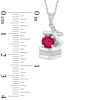 Thumbnail Image 2 of 6.0mm Lab-Created Ruby and Diamond Accent Gift Box Pendant in Sterling Silver