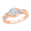 Thumbnail Image 2 of White Lab-Created Sapphire and Diamond Accent Twist Bridal Set in 10K Rose Gold