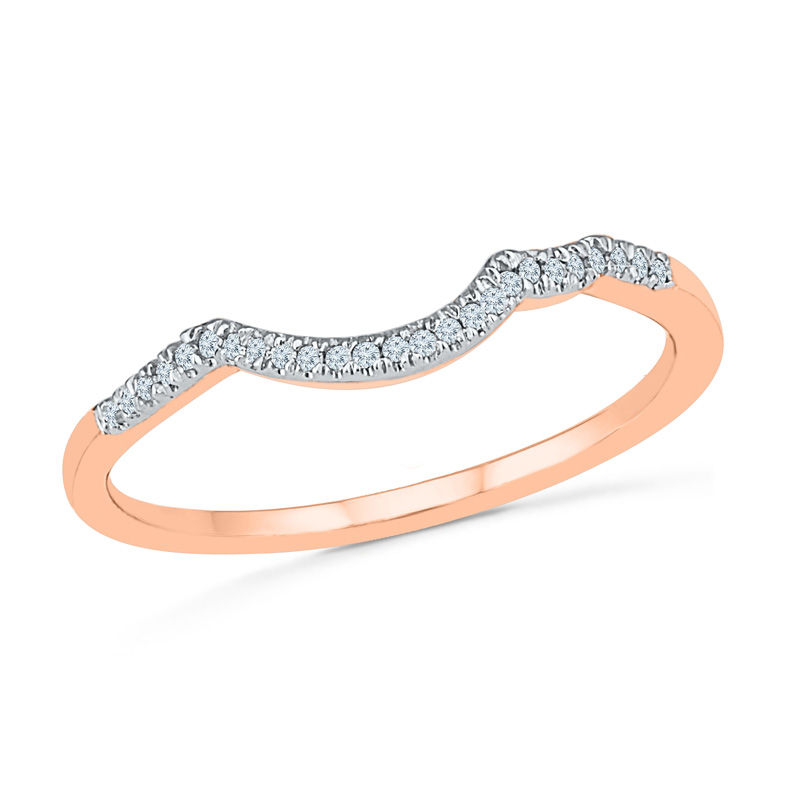 White Lab-Created Sapphire and Diamond Accent Twist Bridal Set in 10K Rose Gold
