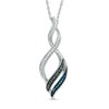 Thumbnail Image 0 of 0.07 CT. T.W. Black, Blue and White Diamond "MOM" Infinity Pendant in Sterling Silver