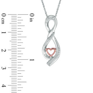 Diamond Accent Infinity Twist Heart Pendant in Sterling Silver and 10K Rose Gold