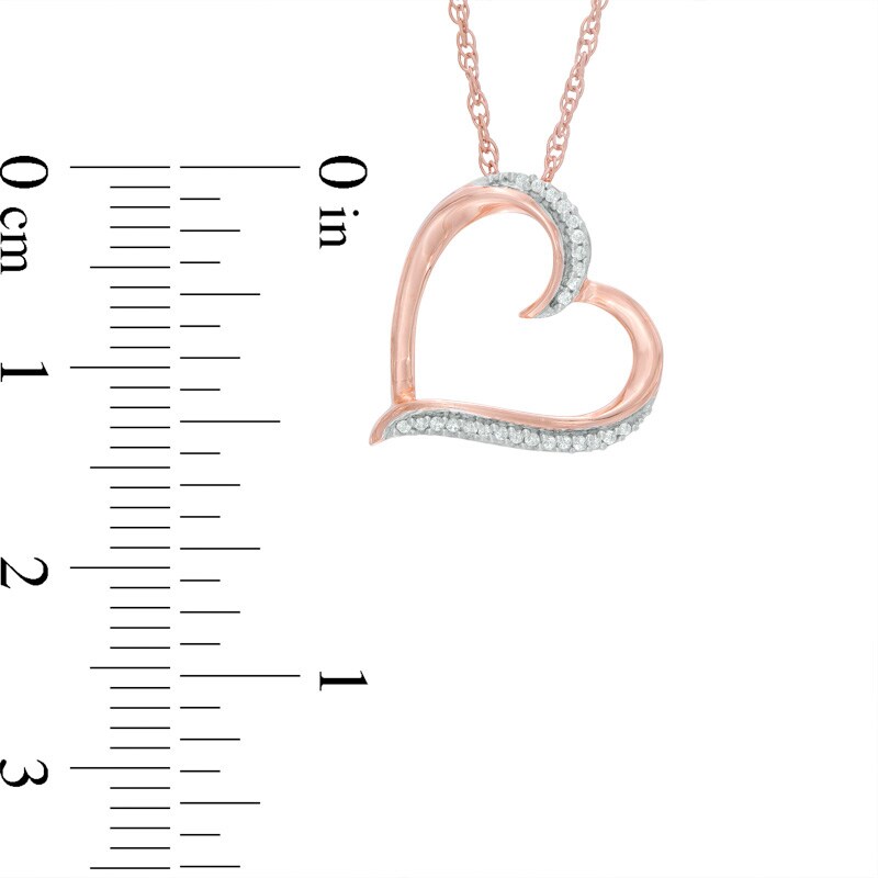 0.04 CT. T.W. Diamond Tilted Heart in 10K Rose Gold