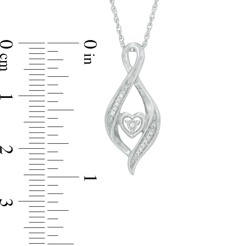 Diamond Accent Infinity Flame with Heart Pendant in Sterling Silver