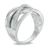 Thumbnail Image 2 of Black and White Diamond Accent Loose Woven Multi-Row Ring in Sterling Silver