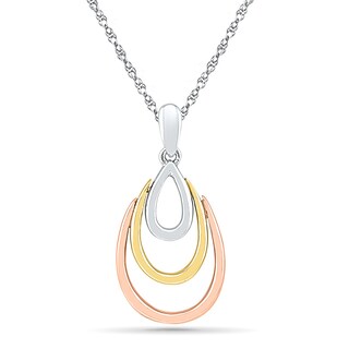 Triple Teardrop Pendant in 10K Tri-Tone Gold