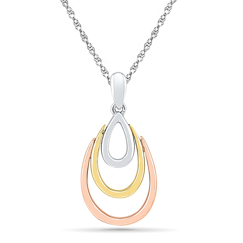 Triple Teardrop Pendant in 10K Tri-Tone Gold|Peoples Jewellers