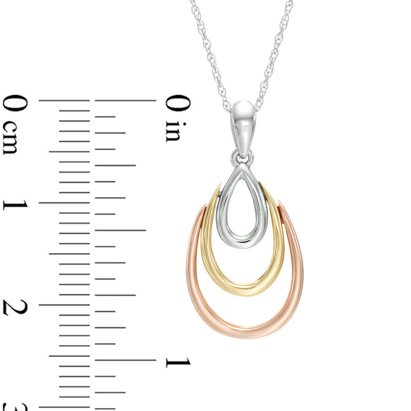Triple Teardrop Pendant in 10K Tri-Tone Gold