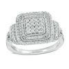 0.45 CT. T.W. Diamond Square Composite Frame Ring in Sterling Silver