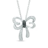 Thumbnail Image 0 of Black and White Diamond Accent Bow Necklace in Sterling Silver