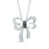 Thumbnail Image 1 of Black and White Diamond Accent Bow Necklace in Sterling Silver