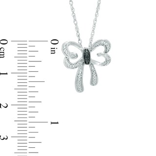 Black and White Diamond Accent Bow Necklace in Sterling Silver