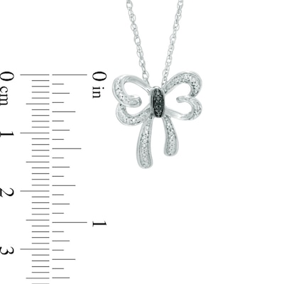 Black and White Diamond Accent Bow Necklace in Sterling Silver
