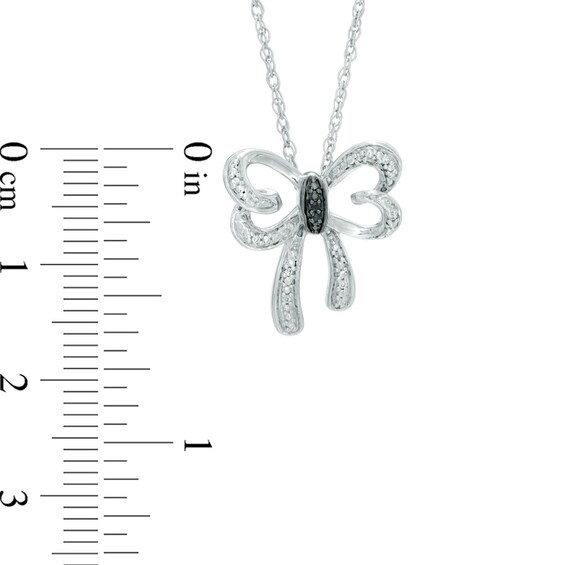 Black and White Diamond Accent Bow Necklace in Sterling Silver