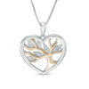 Thumbnail Image 1 of 0.04 CT. T.W. Diamond Tree Heart Pendant in Sterling Silver and 14K Gold