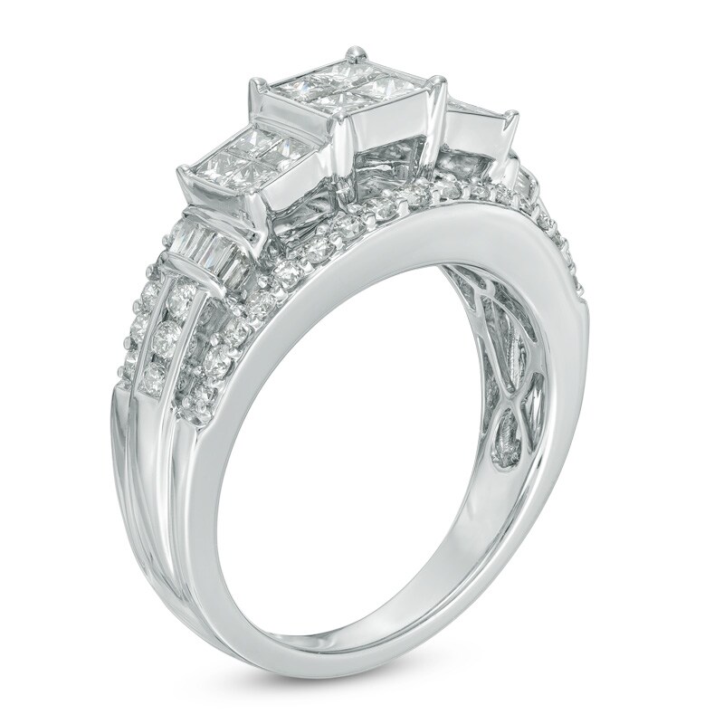 1.50 CT. T.W. Princess-Cut Quad Diamond Engagement Ring in 10K White Gold