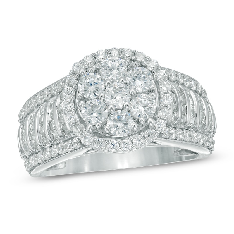 1.50 CT. T.W. Composite Diamond Frame Engagement Ring in 14K White Gold|Peoples Jewellers