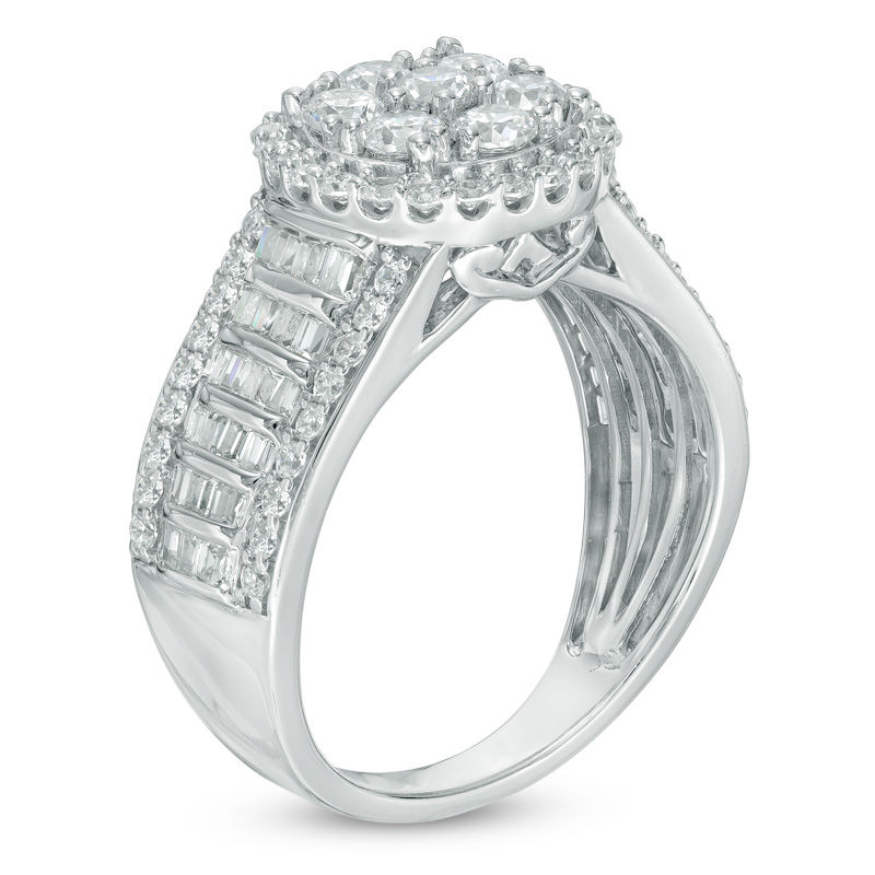 1.50 CT. T.W. Composite Diamond Frame Engagement Ring 14K White Gold