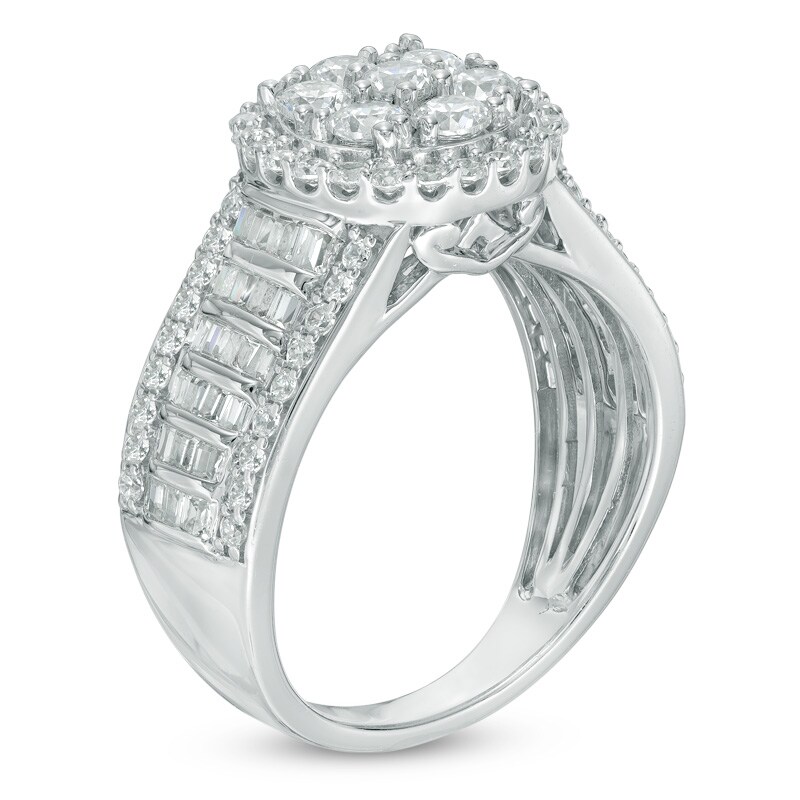1.50 CT. T.W. Composite Diamond Frame Engagement Ring in 14K White Gold