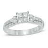 0.75 CT. T.W. Princess-Cut Quad Diamond Vintage-Style Two Row Engagement Ring in 10K White Gold
